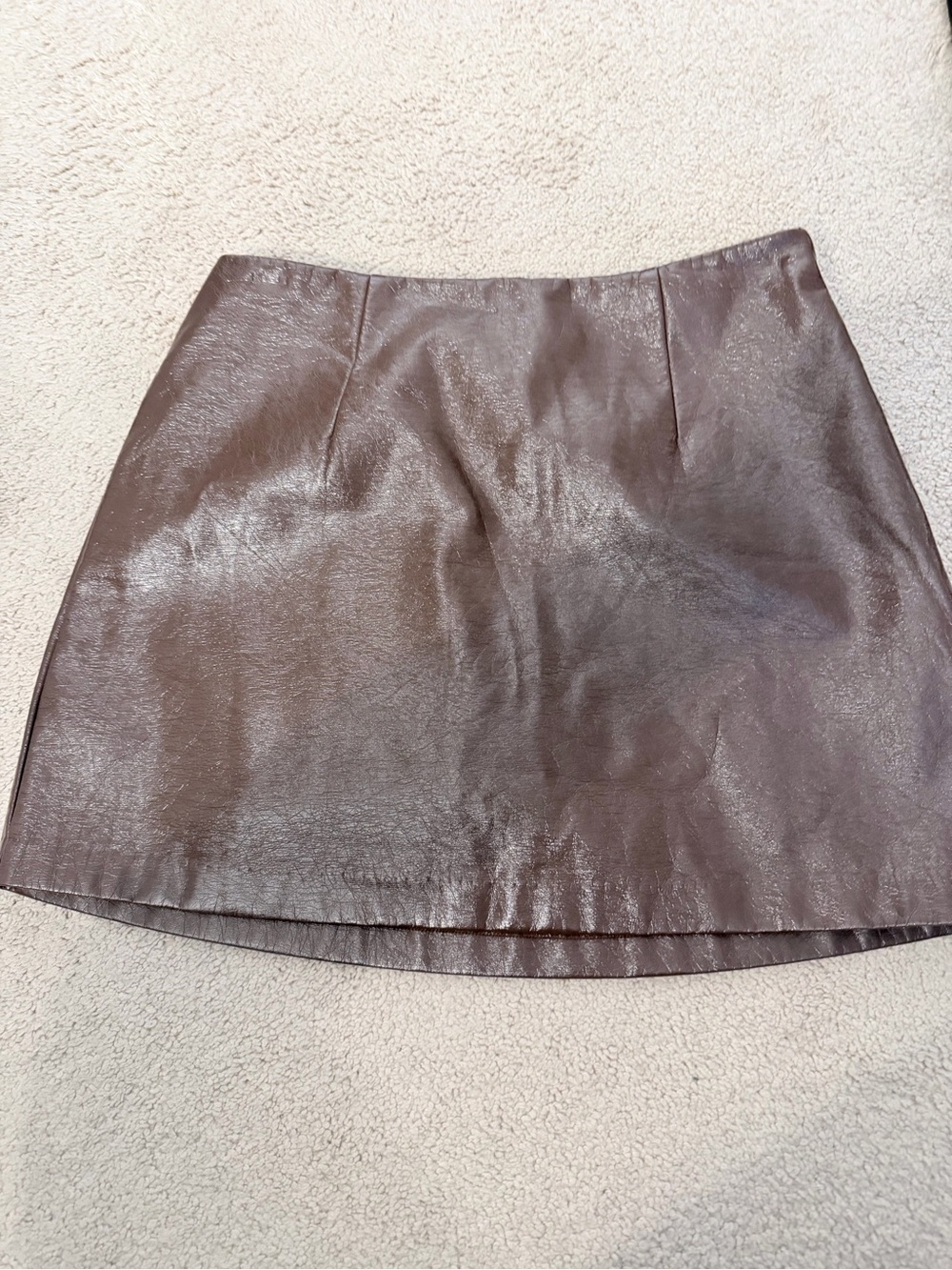 Abercrombie & Fitch Brown Vegan Leather High Rise Scarlett Mini Skort S
